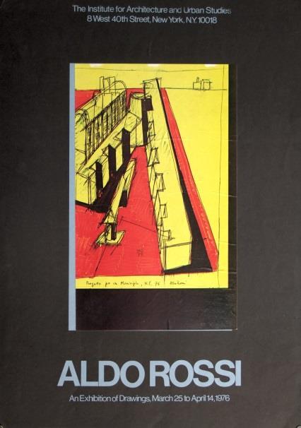 Aldo-Rossi Disegni dell agenza 1987 colorati e firmati Poster relativo alla mostra