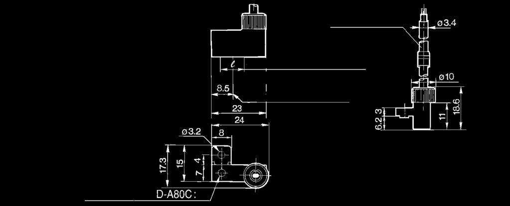 Circuito interno ( ): Se non conforme a standard IEC Box protezione contatti CD P12 LED Bobina d'arresto OUT(+) Resistenza Zener Diode zener diode OUT( ) Dati tecnici D A73C (Con indicatore ottico)