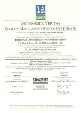 Certificato UNI EN ISO
