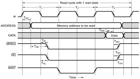 Bus sincroni: ciclo di lettura MREQ: indica la richiesta di accesso alla memoria RD: indica la richiesta di lettura o la scrittura WAIT: indica al processore di non aspettare Sono necessari tre cicli