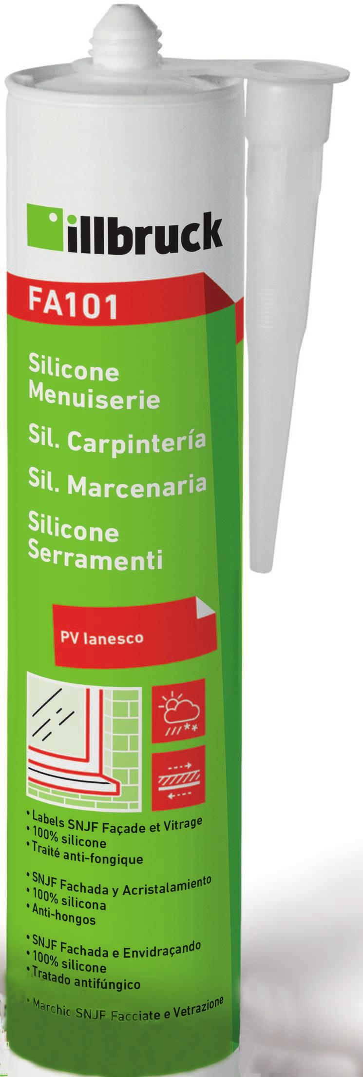 cartuccia 310ml trasparente Disegni tecnici Silicone neutro Alcossilico FA101 Illbruck 20 462561 Avvertenze Per l adesione su superfici non normalizzate (altro da alluminio anodizzato, vetro, malta),