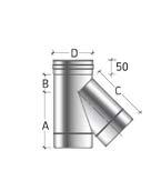 Sistema MONO-ECO 80 MONO-ECO 80 system llacciamento caldaia 90 femmina con tappo di ispezione normale Female 90 boiler connection with inspection plug Elemento a T con ispezione opposta a 90.