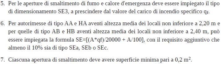 SA AC HB PROGETTAZIONE SECONDO RTO E RTV CONTROLLO FUMI E CALORE RTV Ulteriori prescrizioni Smin = A/25 =