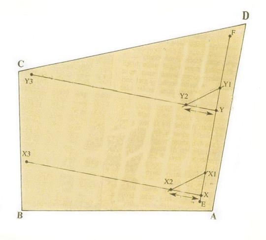 45 Il triangolo rettangolo (dalle seguenti dimensioni m 3 - m 4 -m 5) và tracciato, con l ausilio di n tre picchetti e 13 m di corda, secondo le eseguenti indicazioni (vedi fig.