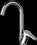 84,90 Miscelatore monocomando per lavello, con bocca alta girevole serie Tiara. Single-lever one-hole sink mixer, with high movable spout, Tiara series.