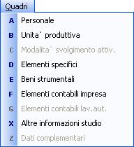 MENU QUADRI Il menu Quadri permette di accedere ai quadri inerenti i dati contabili ed extracontabili. Fig.