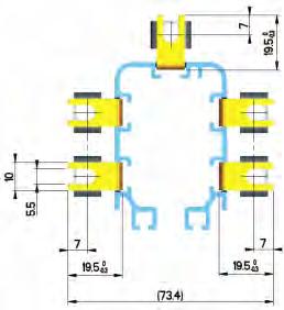 Linee di alimentazione Sistema busbar compatibile con linea BLU (conduttori pre-montati) TR60 disegni e dimensioni compatibile con linea GIALLA (conduttori da inserire) TR6000 linea