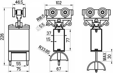 (semplice) 30602062 (doppia) doppia semplice ACCIAIO INOX Sospensione (a parete) composta da 2 pcs Materiale: acciaio inox Passo consigliato montaggio tra due sospensioni: 1 m viti non incluse