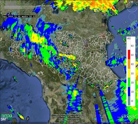 verso le 5 UTC, sempre da occidente, e