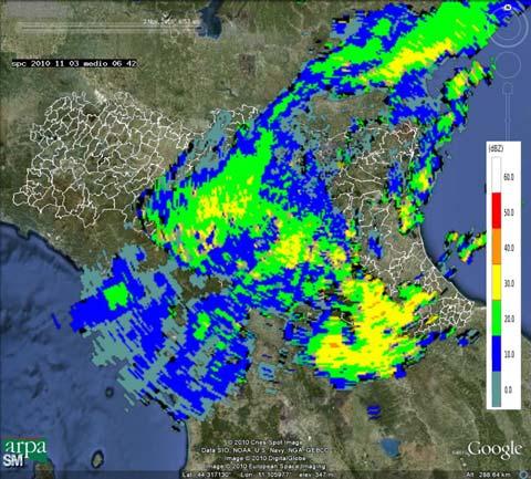 Per questa ragione viene mostrata solo la mappa di precipitazione