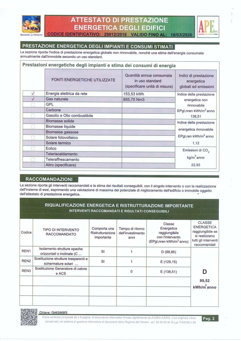 -- PRESTAZONE ENERGETCA DEGL MPANT E CONSUM STMAT L sezione riport l'indice di prestzione energetic globle non rinnovbile nonchè un stim dell'energi consumt nnulmente dll'immobile secondo un uso