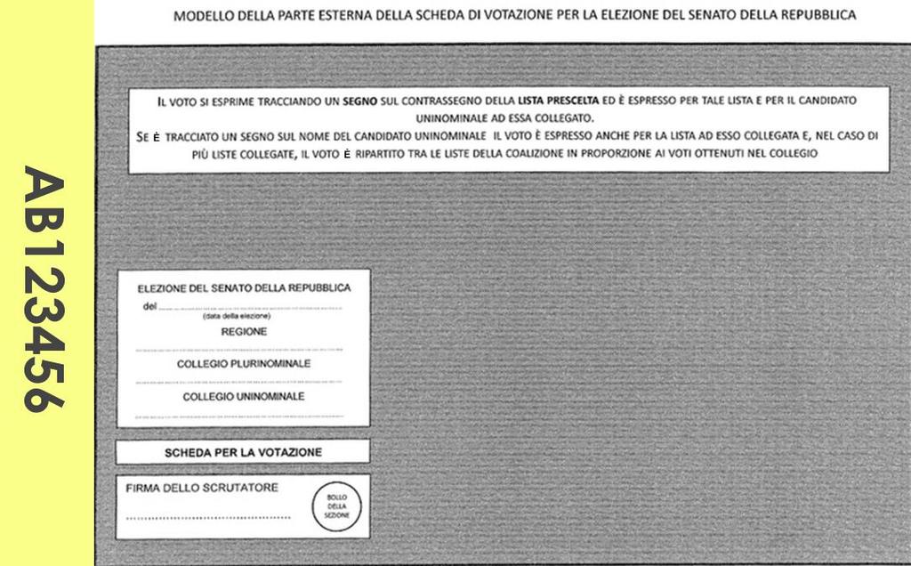 LA SCHEDA ELETTORALE Le schede elettorali sono dotate di un tagliando anti-frode con codice alfanumerico annotato prima dell ingresso dell elettore nella cabina elettorale; la scheda inserita dopo il