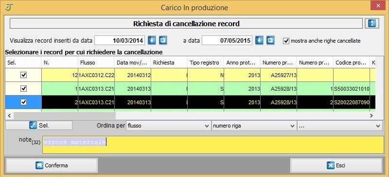 2.3 Cancellazione guidata dei flussi Inserito nuovo programma per la creazione guidata di file di cancellazione di flussi già trasmessi al sistema telematico doganale, accessibile dal tasto "Canc.