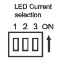 ambiente massima : Ta -10 C +50 C Fig. A Funzionamento del prodotto - Regolare i DIP -switch per la corrente di uscita desiderata (Fig.