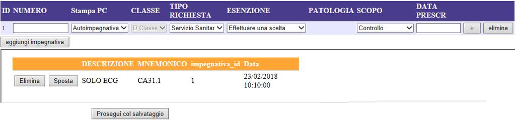 Per cambiare il giorno premere sul giorno Selezionando l orario tramite il tasto si giunge alla schermata successiva: Nella schermata che si apre è presente la prestazione accompagnata dalla data e