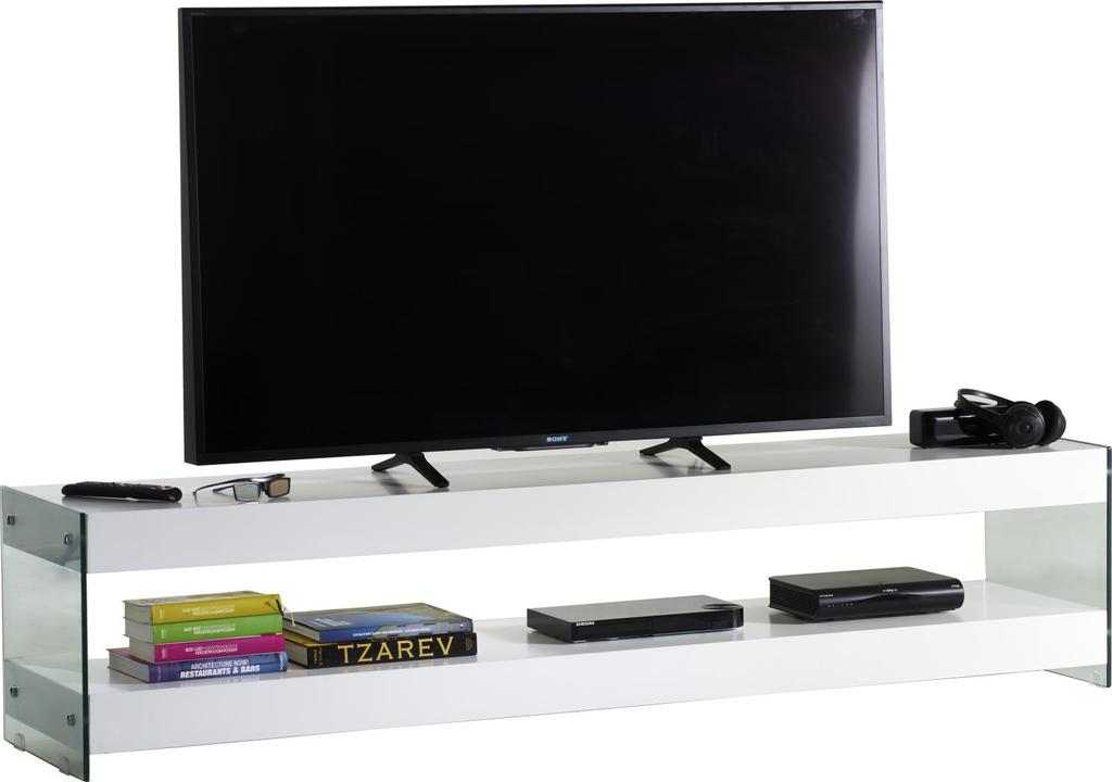 DAPPER 200 Mobile porta TV grandi schermi; Piani in MDF laccati opaco spessore mm 100