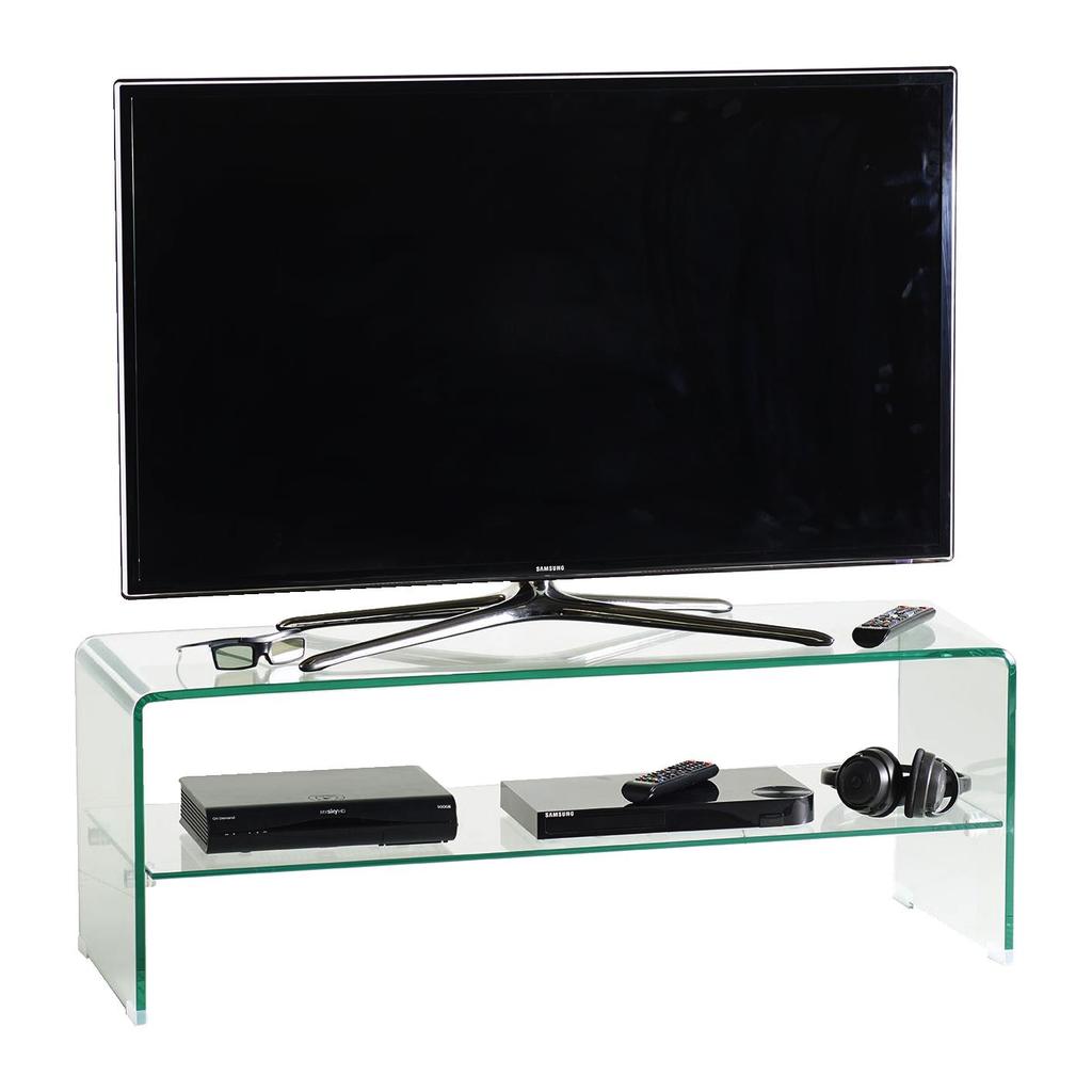 GLASS110 Mobile TV in cristallo curvato temperato Dimensione: L 1100 X P 400