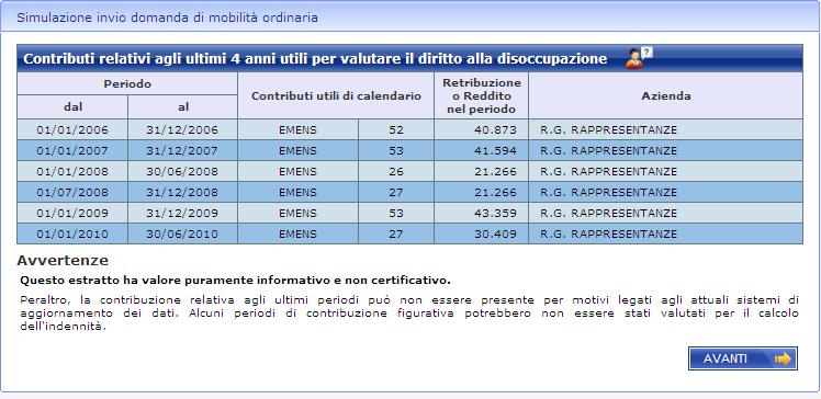 Come simulare una richiesta di mobilità ordinaria Per simulare la richiesta di indennità di mobilità, occorre selezionare la voce di menù Simulazione