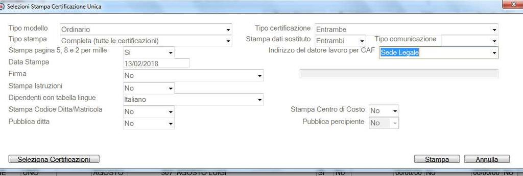 Stampa CU 12 E possibile eseguire la stampa della CU dall interno della stessa sezione Gestione Oppure dalla gestione esterna Stampa CU (scelta 27-2-1).