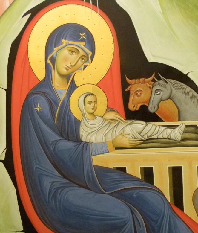 porta sul suo manto, sulla fronte e sulle spalle, simbolo delle sua Verginità prima, durante e dopo la nascità di Cristo, simbolo della sua purezza d animo.