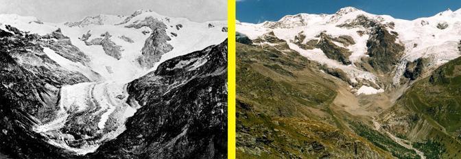 Italia: I Ghiacciai 1868 2005 Il ghiacciaio del Lys (valle di Gressoney,