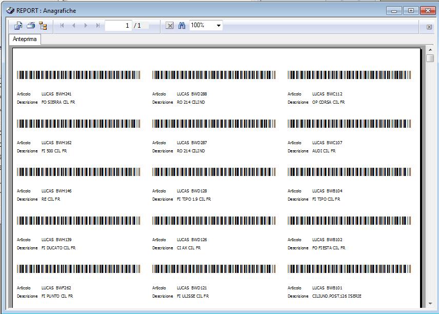 Barcode Stampe anagrafiche 261577 v3.1.65.85 (Tutte le versioni) Documenti Fatturazione differita 259781 v3.1.66.