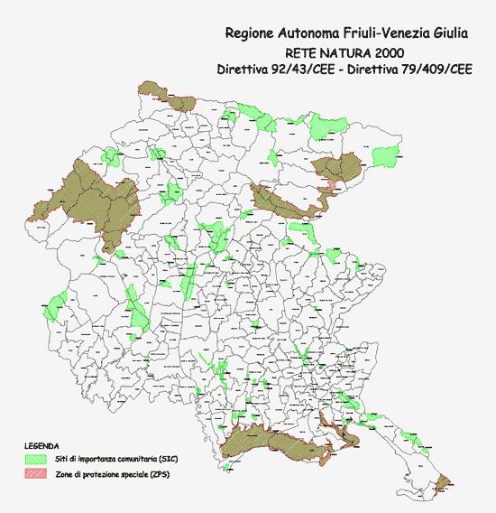 1. SIC/ZPS della Regione Friuli Venezia Giulia potenzialmente interessati Figura 1. Nota: si noti l assenza di SIC/ZPS inclusi nel territorio comunale.