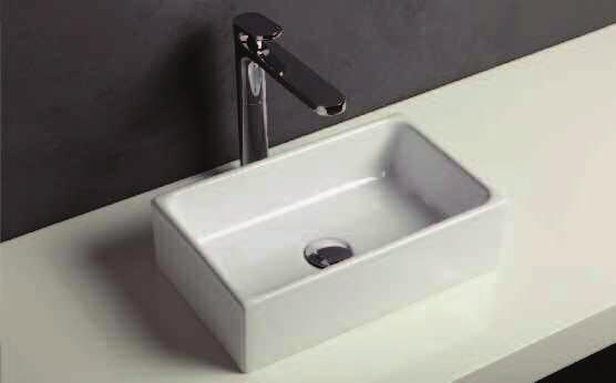 lavabo appoggio monoforo cm 41x25 GEO41M, rubinetteria LINEA.