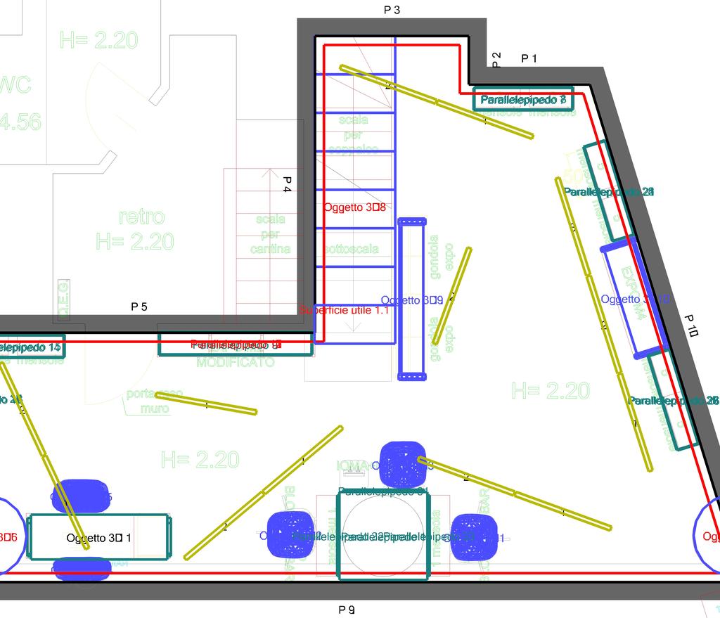 Verifica Illuminotecnica Progetto 1 Interno 1 Descrizione, Interno 1 Pianta N -6-5 -4-3 -2-1 0 1