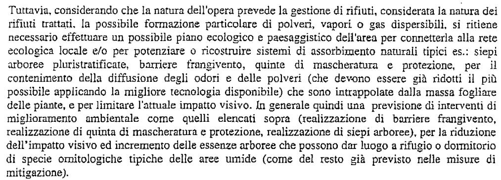 2 e Tabella 2 Monitoraggio emissioni diffuse Flora, fauna ed