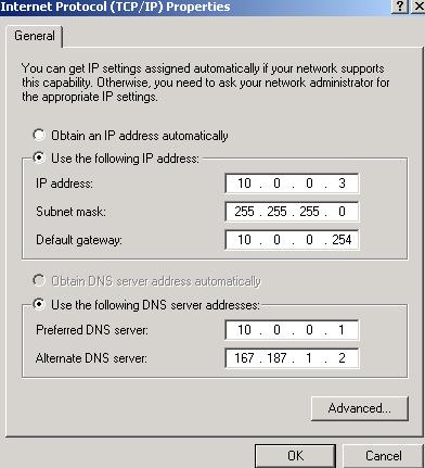 Configurazione del TCP/IP per l uso di un indirizzo IP statico Un indirizzo IP statico è configurato in una rete di piccole dimensioni, dove non è disponibile un server DHCP Nelle proprietà del