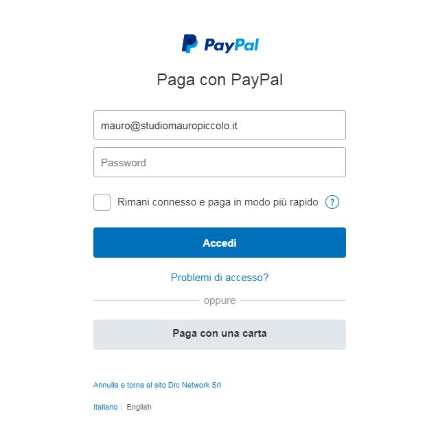 PAGAMENTO CON CARTA DI CREDITO Apparirà la maschera del