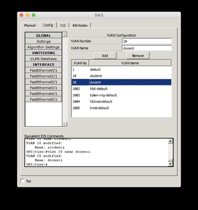 Configurazioni dei router/pc Stud1 IP: 192.168.1.10 gateway: 192.168.1.254 Doc1 IP: 192.168.2.10 gateway: 192.168.2.254 Stud 2 IP: 192.168.1.11 gateway: 192.