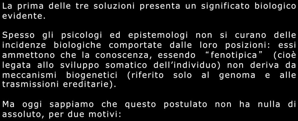 Il fenotipo è il prodotto di un interazione continua tra l attività del genoma e le influenze esterne per ogni influenza dell ambiente possiamo individuare la norma di reazione che fornisce l