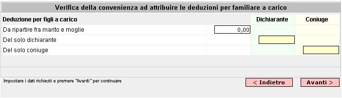 Quarta parte: verifica della percentuale, tra i due genitori, di ripartizione della deduzione fiscalmente più conveniente.