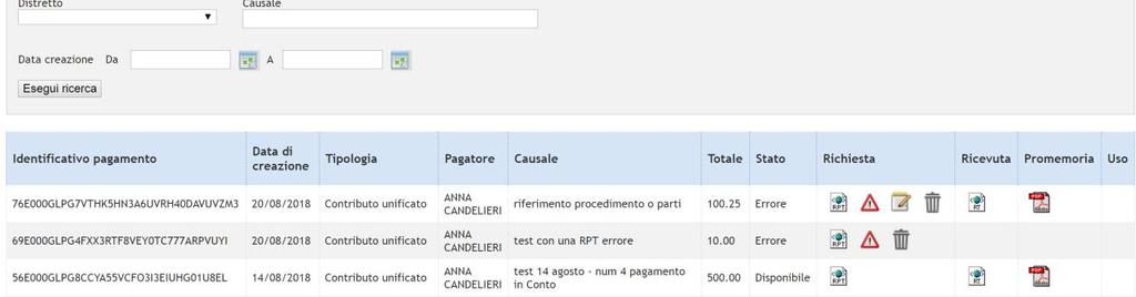 Nella Ricevuta Telematica(negativa) è contenuto il motivo dell errore Disponibile il pagamento si è concluso positivamente.