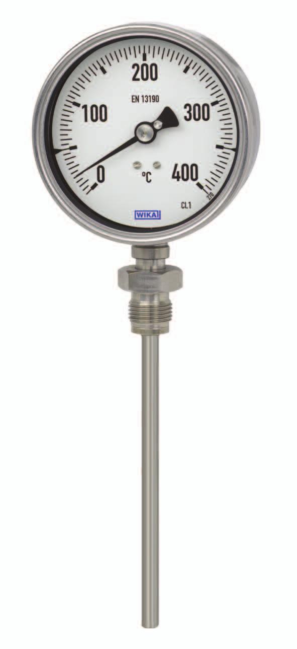 Misura di temperatura meccanica Termometro bimetallico Modello 55, versione in acciaio inox Scheda