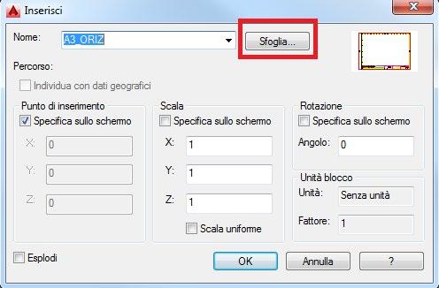 Per inserire una planimetria all interno del disegno, procedere come segue: