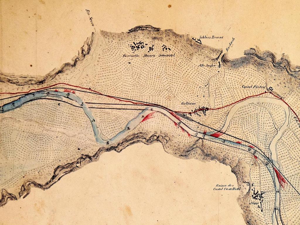 Valore tecnico ancora attuale Ranzi, R. & K. Werth, Il fiume Adige da Merano a Borghetto nella carta di Leopoldo de Claricini (1847).