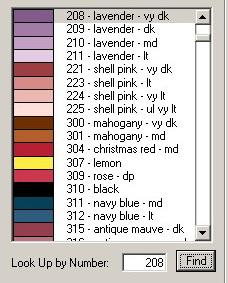 Altre opzioni della finestra palette: - cercare un colore tramite il numero: