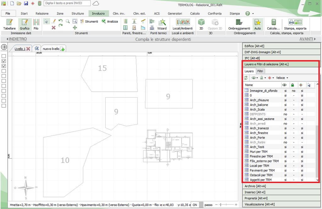 Inserimento di uno sfondo DXF/DWG Schermata di interfaccia premendo su importa, il programma visualizza sull area di lavoro il disegno appena selezionato.
