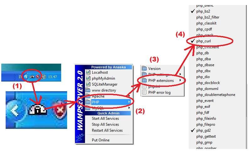 3.3. Attivazione delle CURL Le curl è una opzione del WAMP che permette di effettuare i download dalla sede Fissore Domenico, per attivarle effettuare i seguenti passaggi.