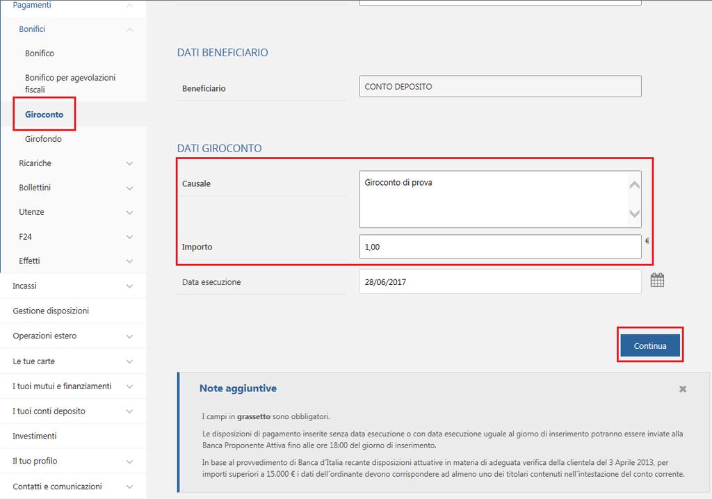 Pagamenti Bonifici Giroconto BANCA