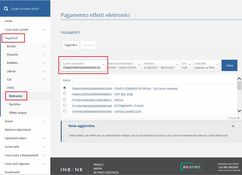 Pagamenti Effetti Elettronici BANCA