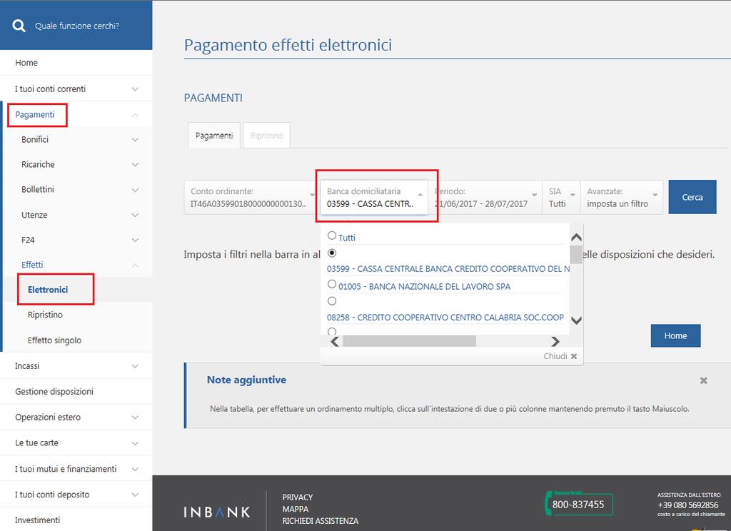 Pagamenti Effetti Elettronici BANCA