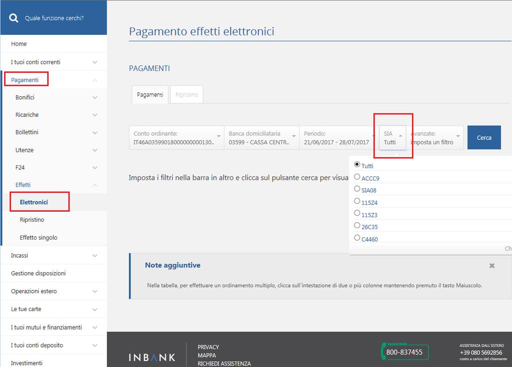 Pagamenti Effetti Elettronici BANCA