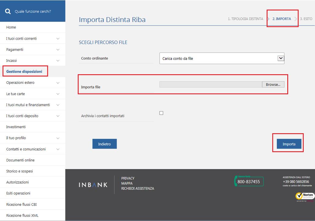 Gestione disposizioni Riba BANCA