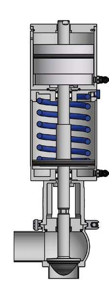 é anche possibile ottenere un apertura parziale della valvola alimentando solo il cilindro superiore tramite l ingresso aria 2.