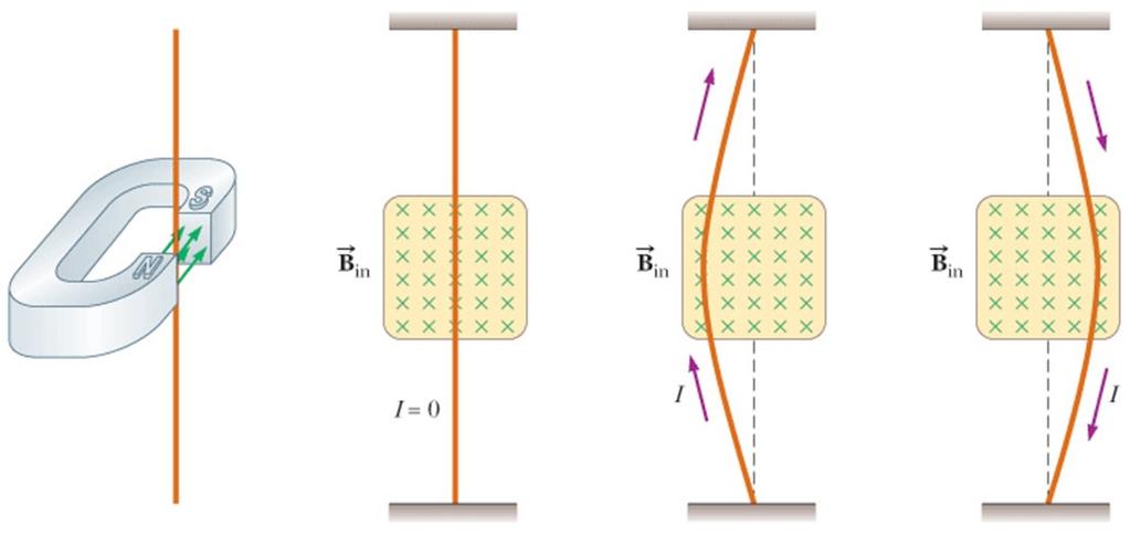 F = I l Forza magnetica che agisce su una corrente(2) Forza magnetica agente su un filo conduttore rettilineo di lunghezza l in cui scorre una corrente I dovuta alla presenza di un campo magnetico