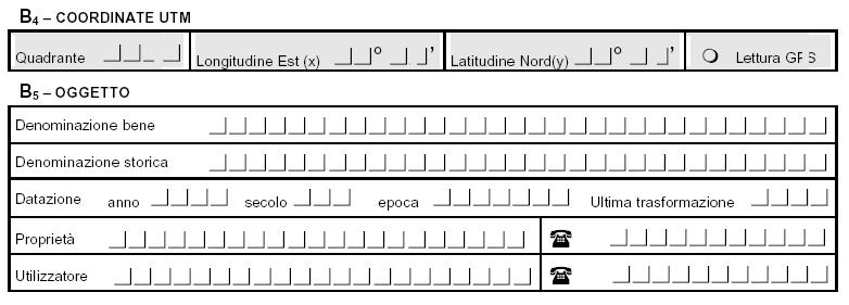 SCHEDA PALAZZI - Prima Sezione (Campi B 4 B 5 ) B 4 COORDINATE UTM: in tale campo devono essere inserite le coordinate del palazzo rispetto al sistema geografico di riferimento UTM.